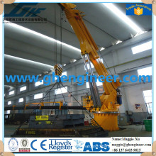 yellow pedestal hydraulic marine crane